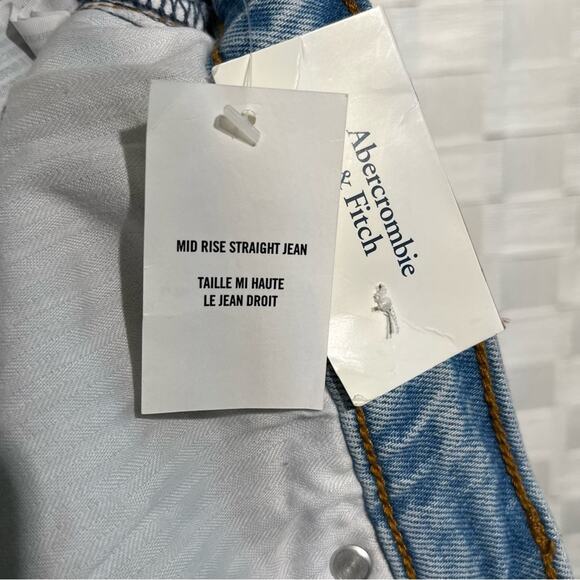 Abercrombie & Fitch Women's The Straight Mid Rise Jeans Plus Size 37 Medium Wash - Picture 8 of 13